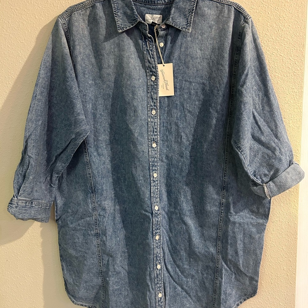 Blue denim shirt dress